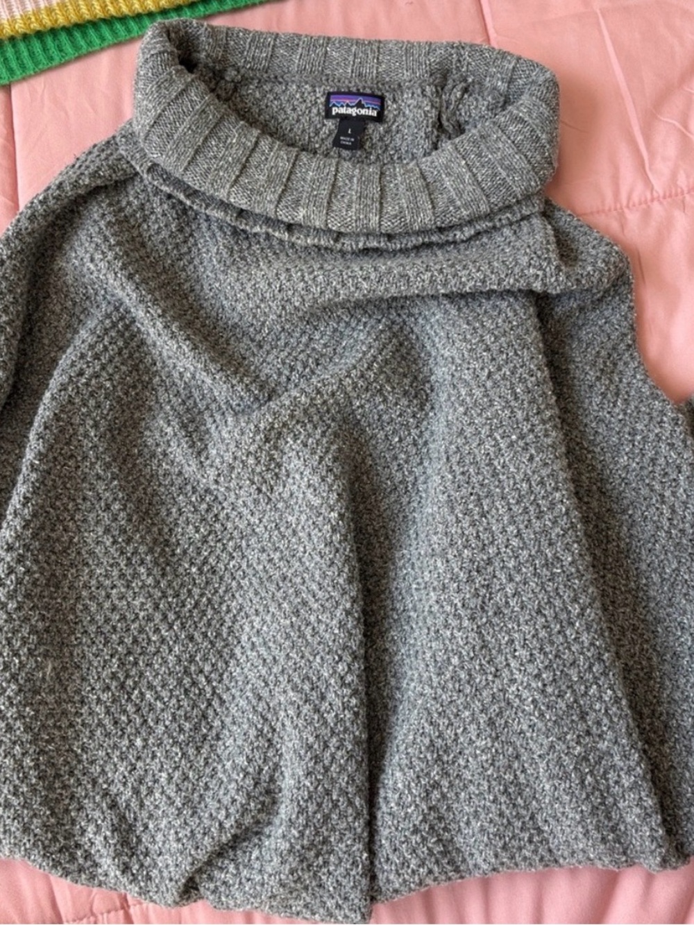 Patagonia Gray Knit Funnel Neck Sweater